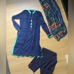 Designer Indian Pakistani Shalwar Kameez with Dupatta 3 Piece Set